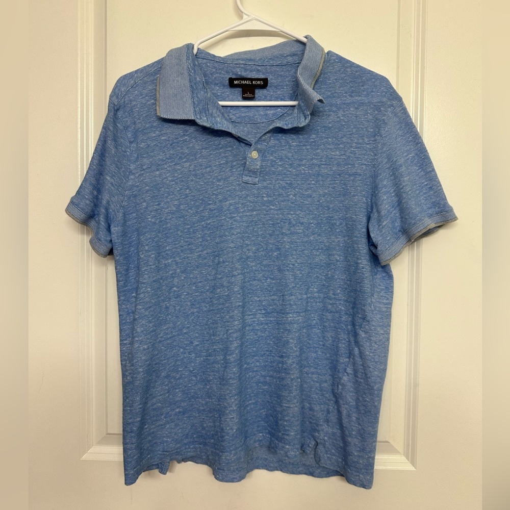 Michael Kors Blue Polo Shirt Men’s L Casual Slim Fit